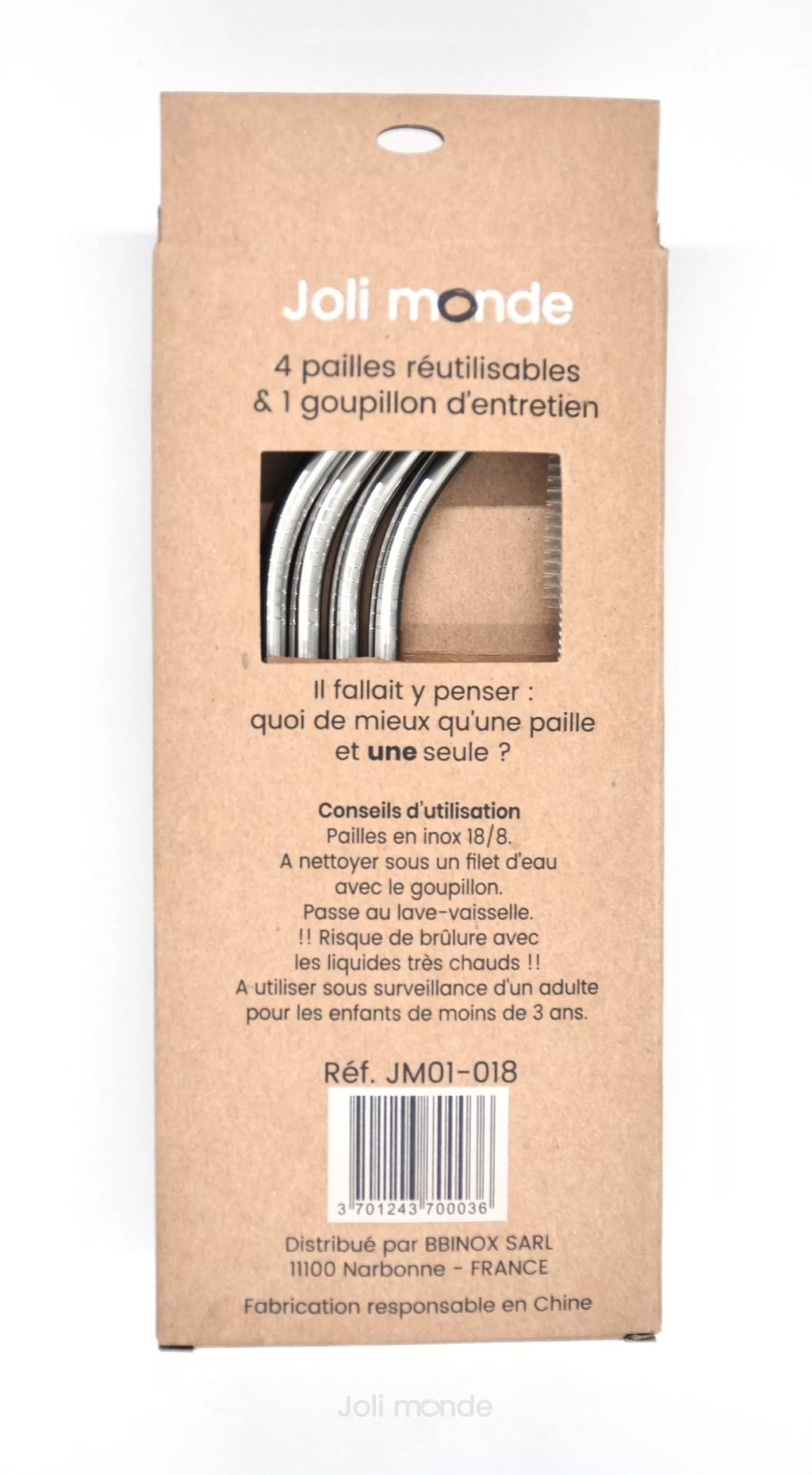 Ensemble de 4 pailles en inox