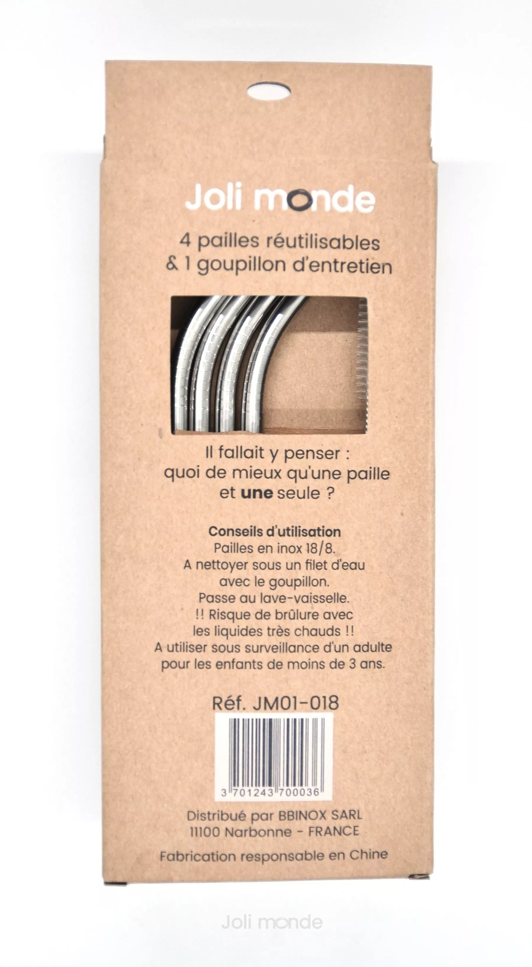 Ensemble de 4 pailles en inox