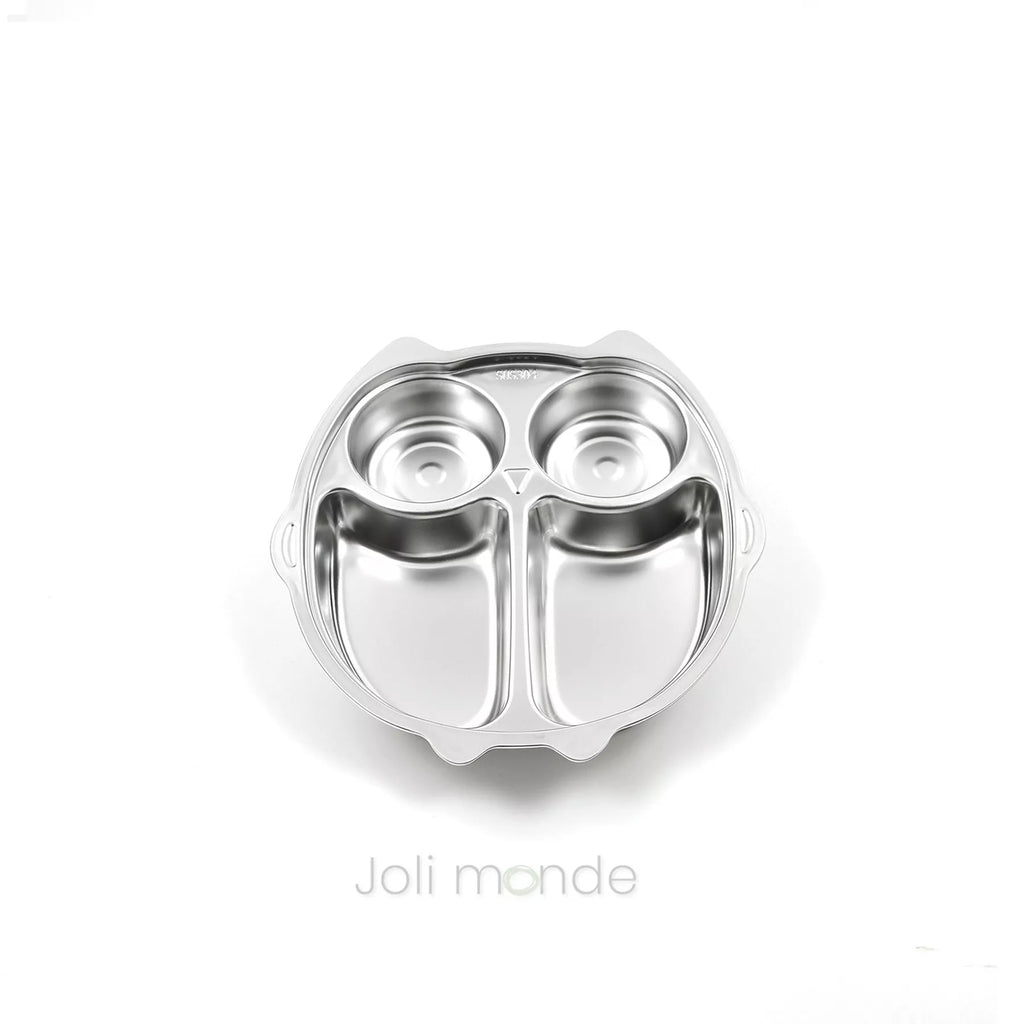 Assiette compartimentée en inox "Chouette"