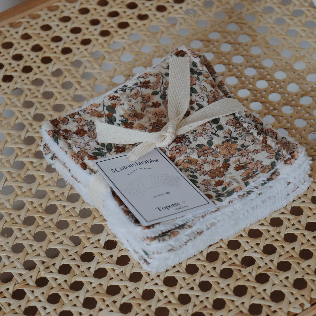 Lot de 5 carrés de coton lavables | Liberty