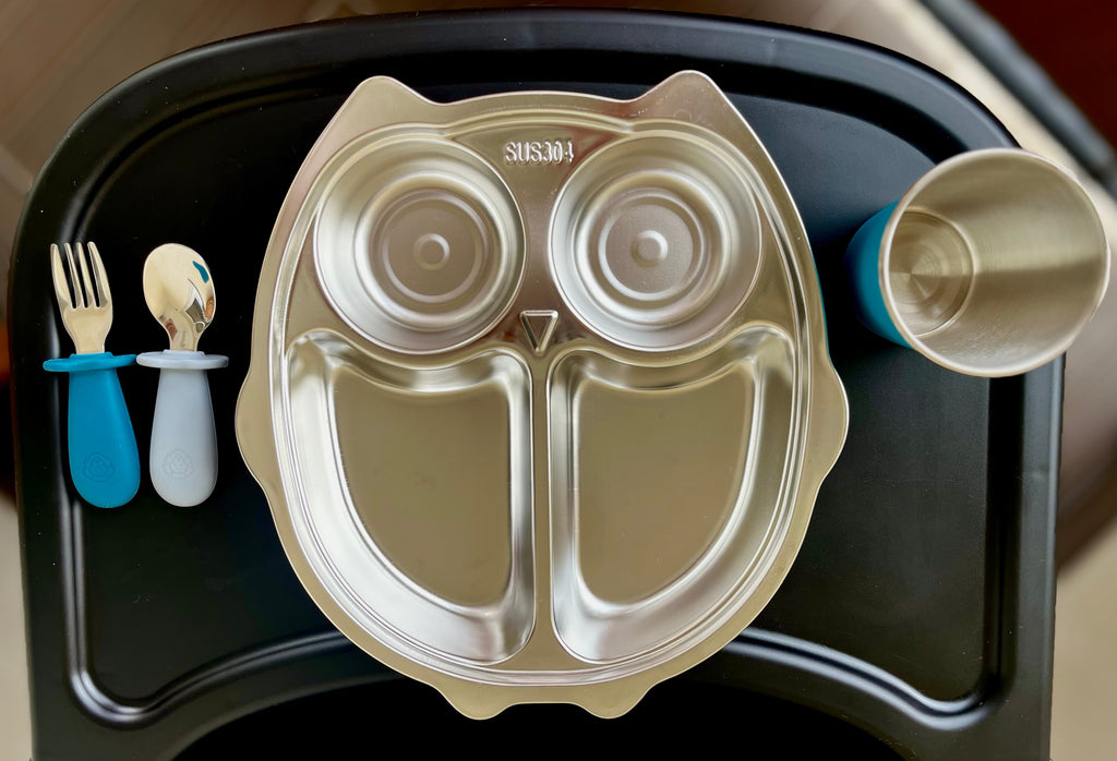 Assiette compartimentée en inox | Chouette