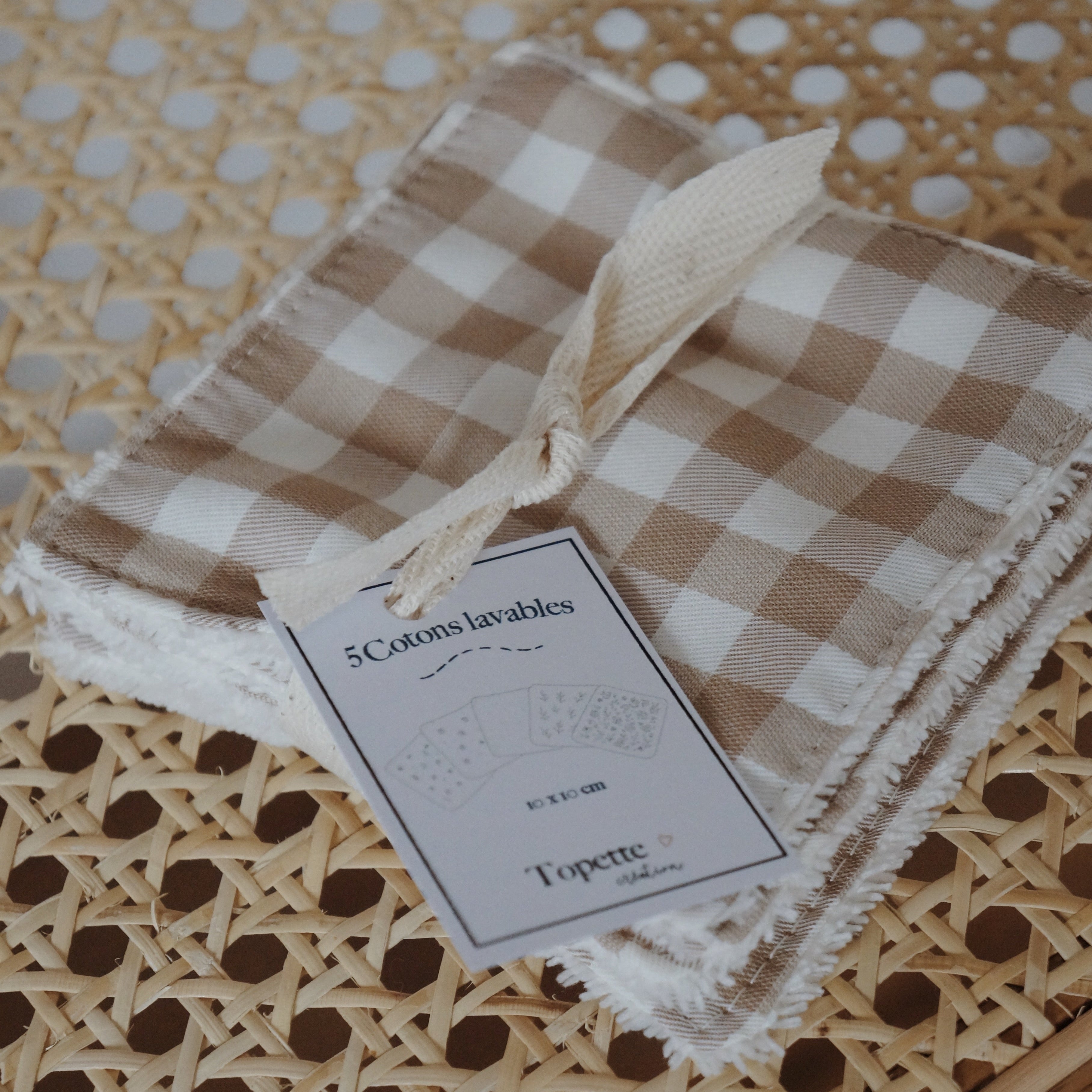 Lot de 5 carrés de coton lavables | Vichy