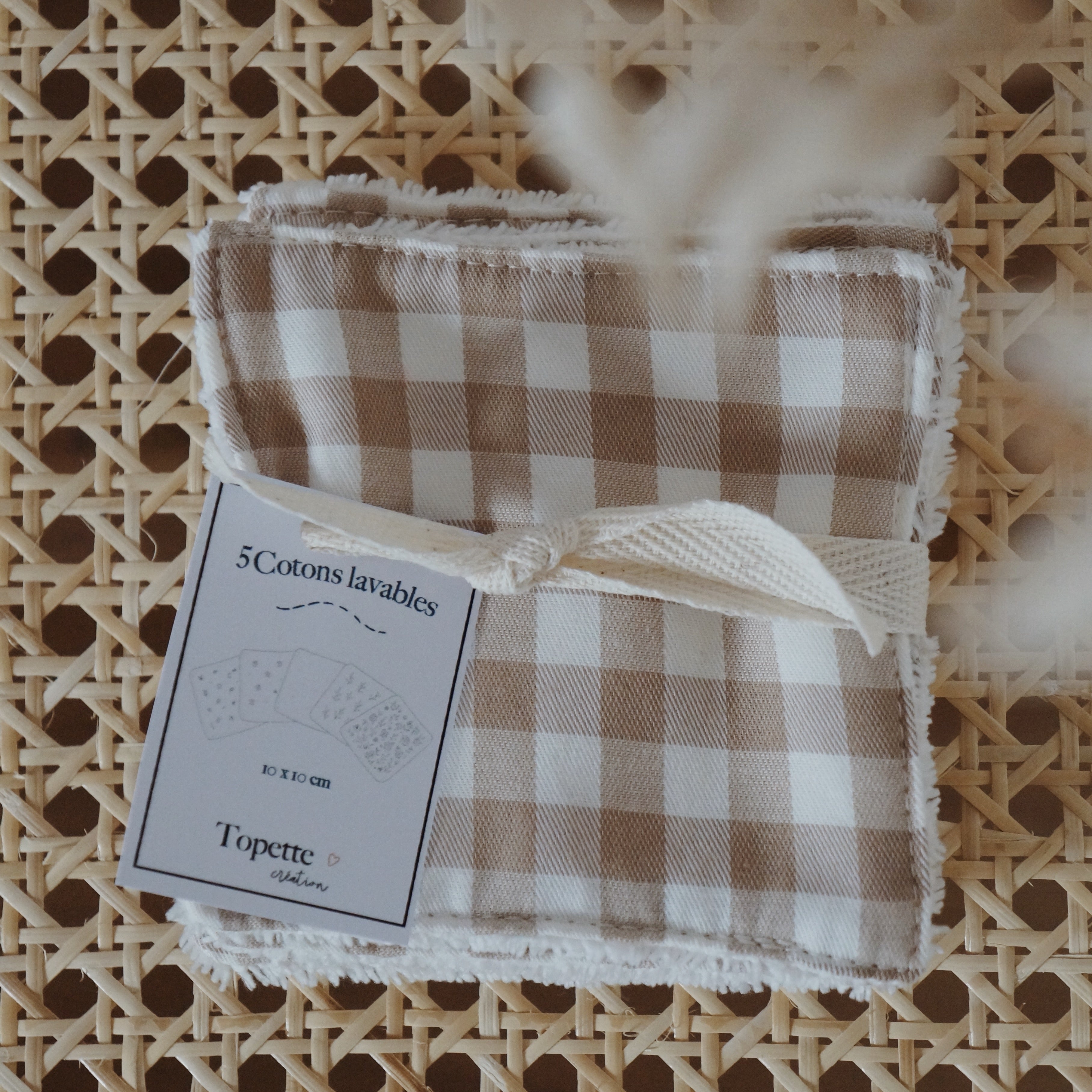 Lot de 5 carrés de coton lavables | Vichy