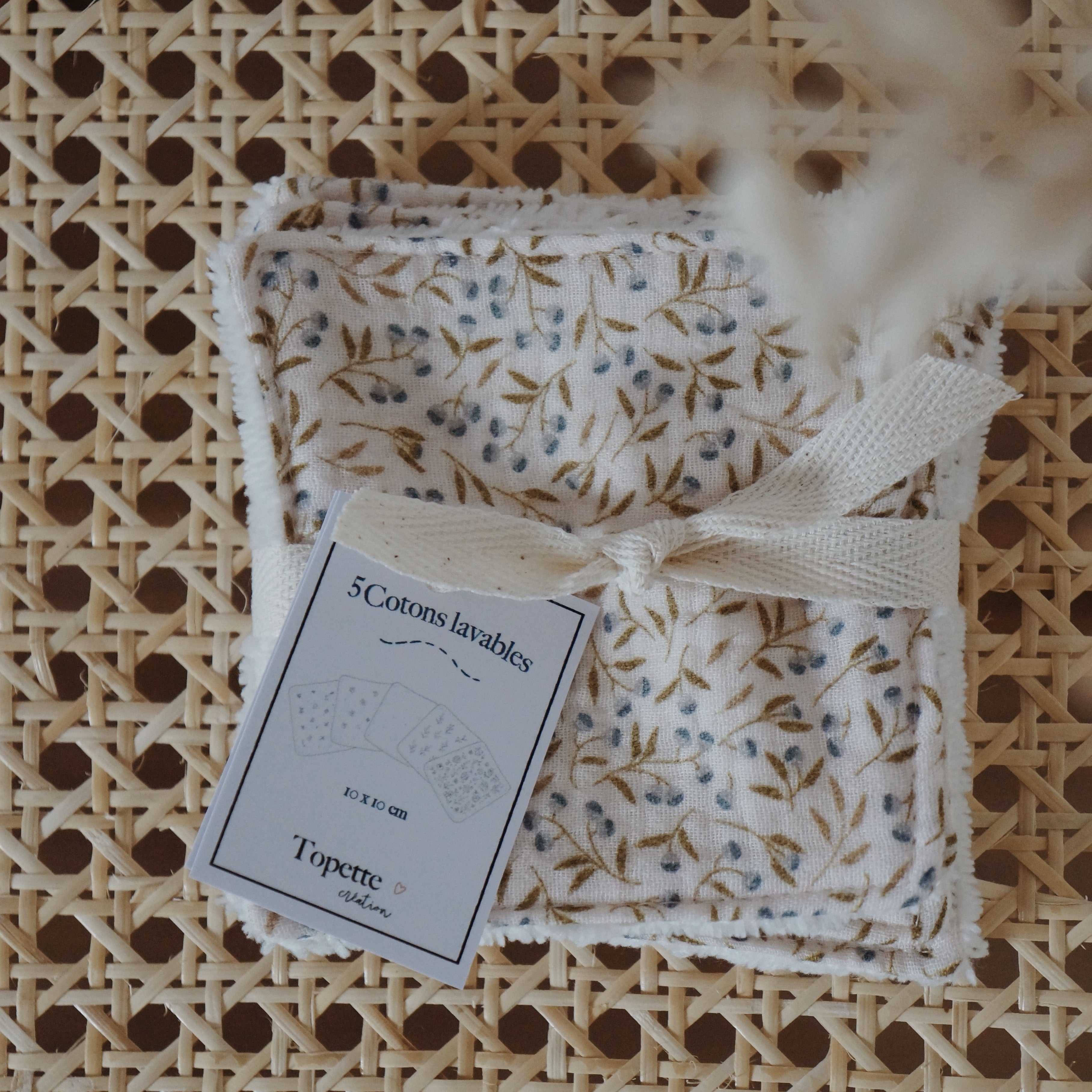 Lot de 5 carrés de coton lavables | Douceur d'olivier