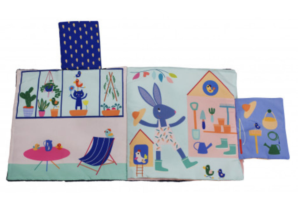 Livre d’éveil multi activités en tissu | Gabin lapin