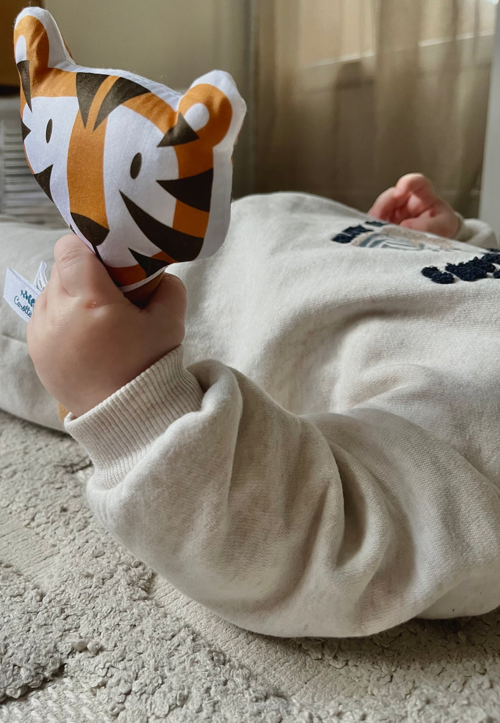 Hochet à grelot en gaze de coton | Tigre