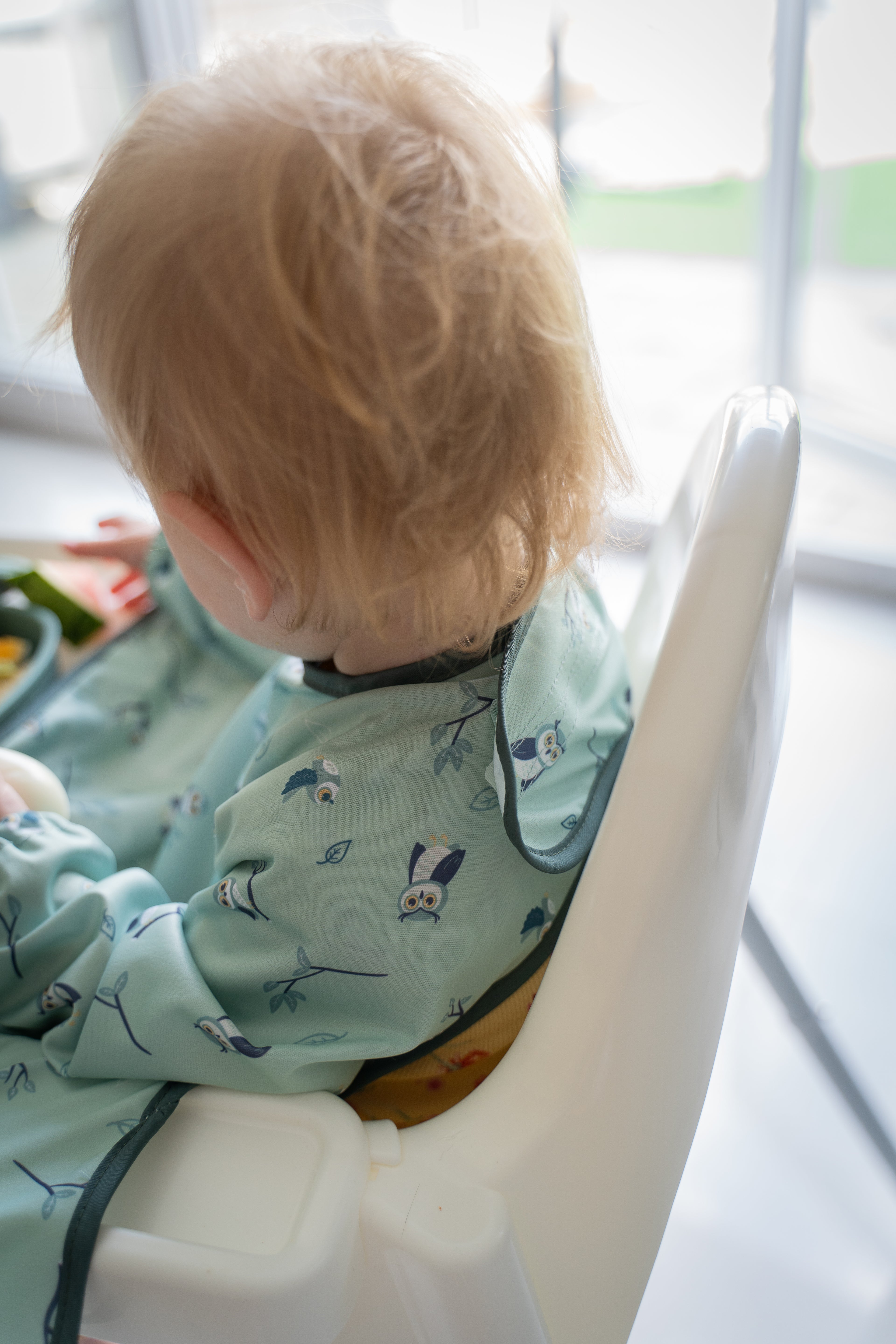 Bavoir manches longues à ventouses | Chouette