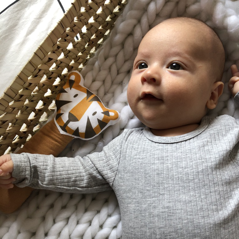 Hochet à grelot en gaze de coton | Tigre