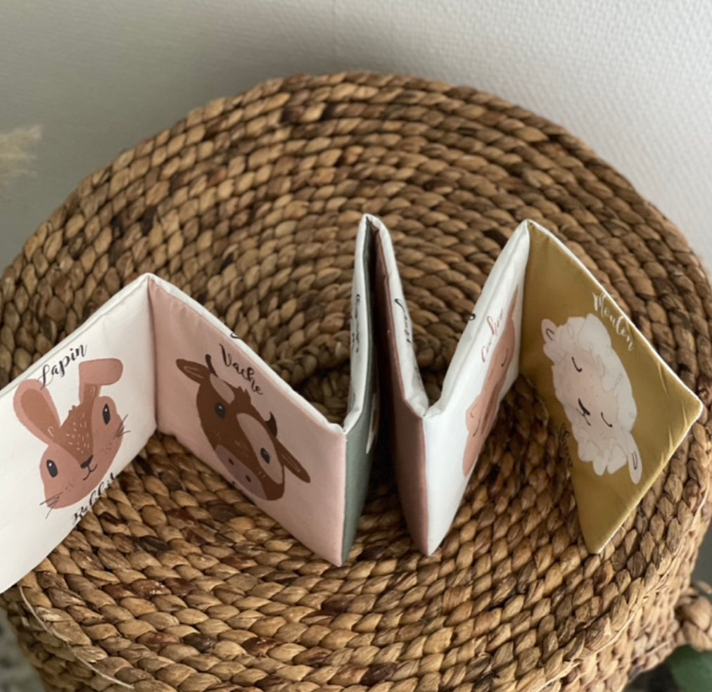 Livre d'éveil en coton bio | Les Animaux de la Ferme