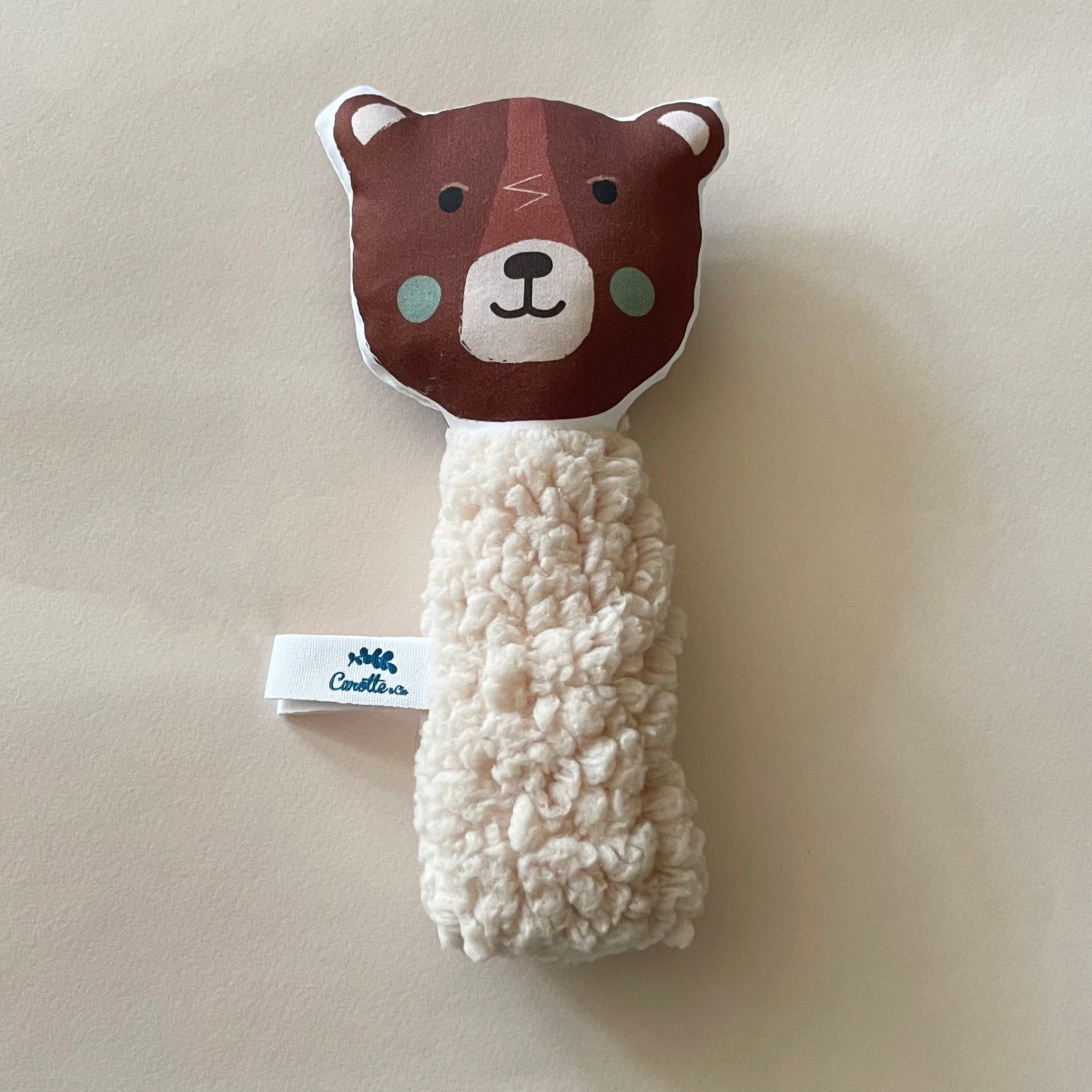 Hochet à grelot en tissu teddy | Ours brun