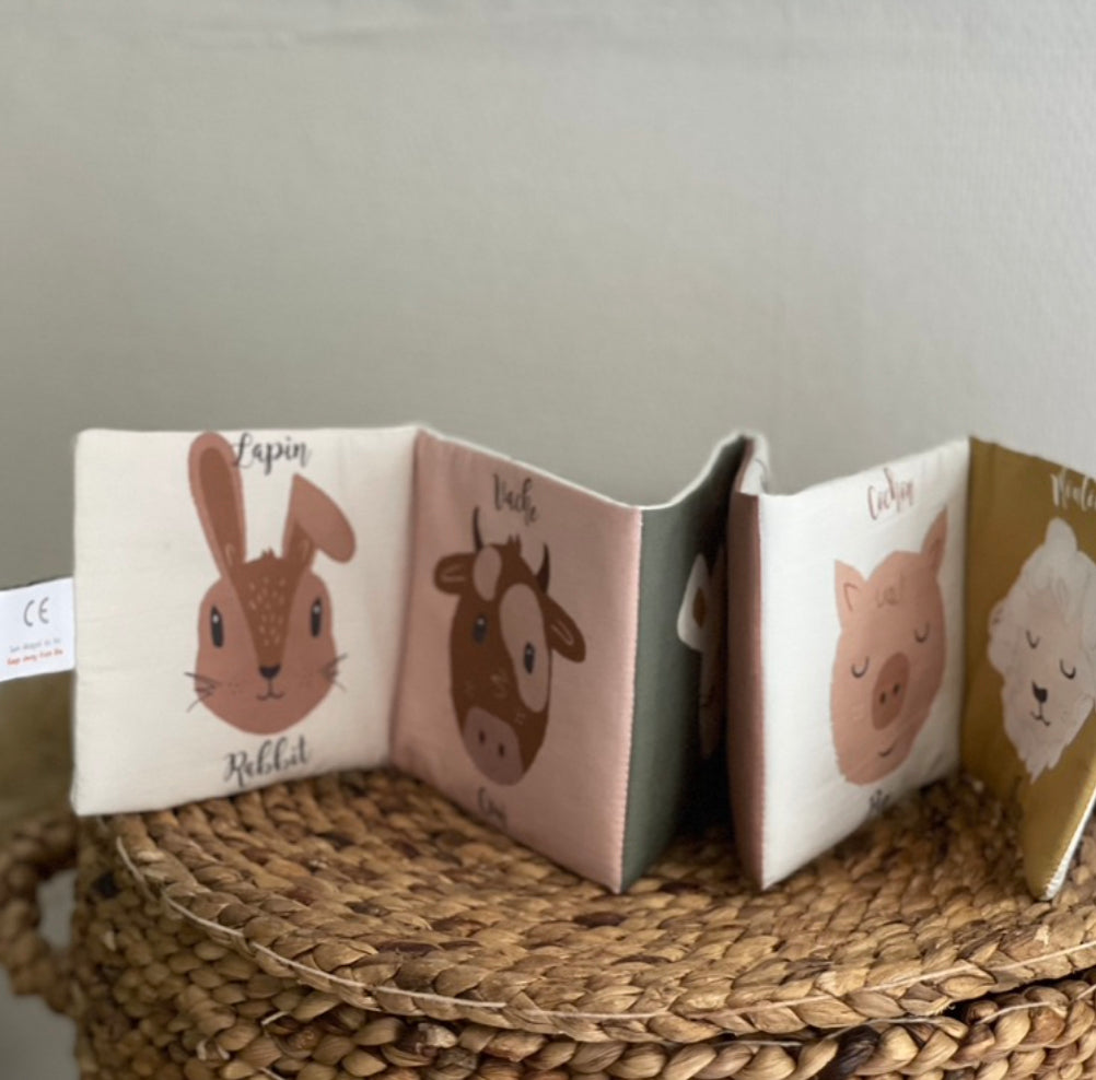 Livre d'éveil en coton bio | Les Animaux de la Ferme